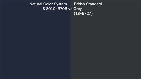 Natural Color System S 8010 R70B Vs British Standard Grey 18 B 27