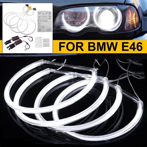 4pcs CCFL COB LED Angel Eye Ring Light Lamp Set For BMW E46 Projektor