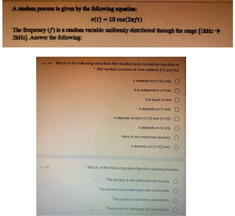 Solved A Random Process Is Given By The Following Equation Chegg