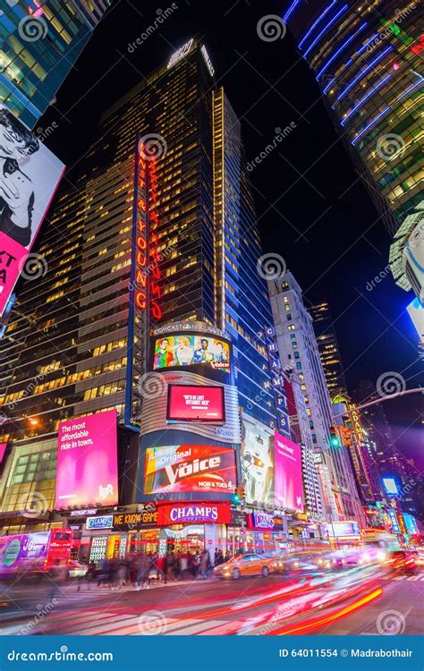 Street Scene at Times Square at Night in Manhattan, New York City ...