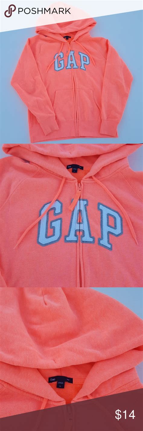 Gap Neon Orange Hoodie Size L Florescent Zip Up Orange Hoodie