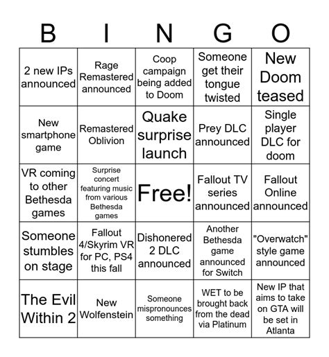 Bethesda Bingo Card