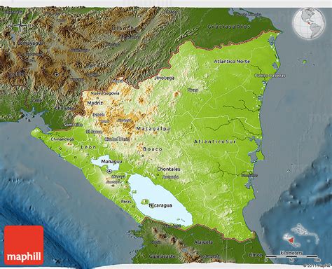 Physical 3d Map Of Nicaragua Darken