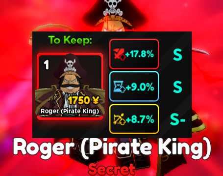 Roger Pirate King EVO GOOD STAT S S S Anime Adventures AA