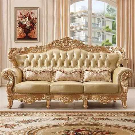 Teak Wood Polished Handicraft Royal Sofa Set For Home Feature