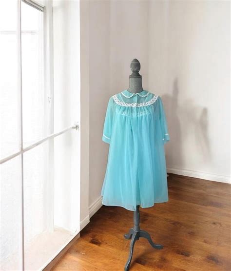 S Blue Sheer Lingerie Nightgown Rare S Vintage See Through