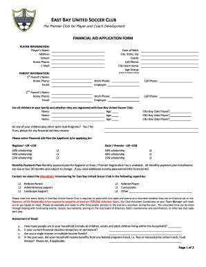 Fillable Online Financial Aid Application Form Fax Email Print