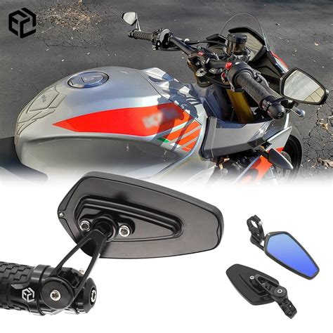 Espelho Lateral Retrovisor Da Motocicleta Alum Nio Cnc Vidro Hd