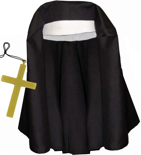 Black And White Catholic Nun Costume Hat Wgiant Gold Cross