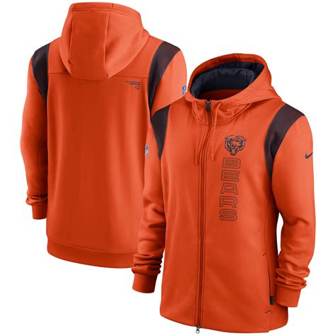 Men's Nike Orange Chicago Bears Sideline Team Performance Full-Zip Hoodie