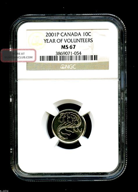 2001 P Canada 10 Cent Ngc Ms67 Year Of Volunteers Dime Top Population