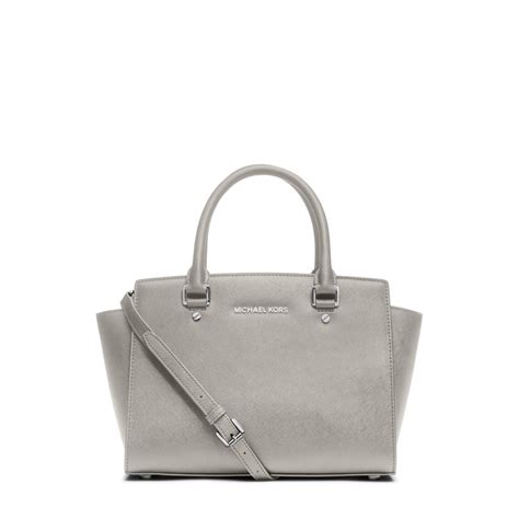 Michael Kors Selma Medium Saffiano Leather Satchel In Gray Lyst