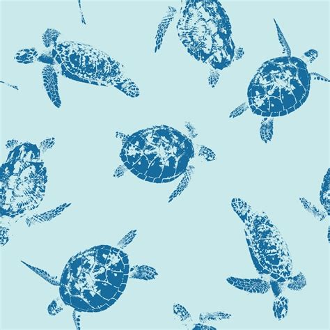 Premium Vector Sea Turtles Decorative Vector Seamless Pattern