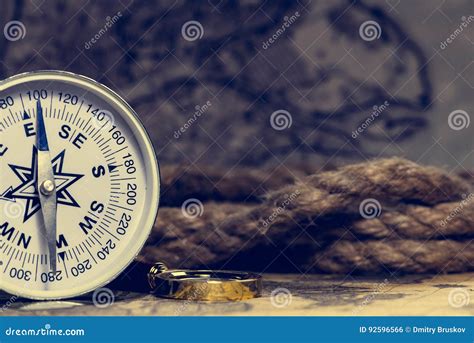 Compass On The World Map Stock Photo Image Of Maps Direction 92596566