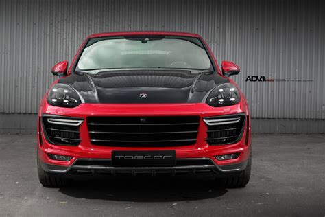 Red Porsche Cayenne with Carbon Fiber Hood, Front Bumper and Rear ...