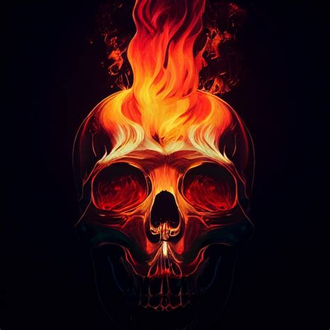 Premium Photo Flames And Skulls On A Black Background With A Skull In