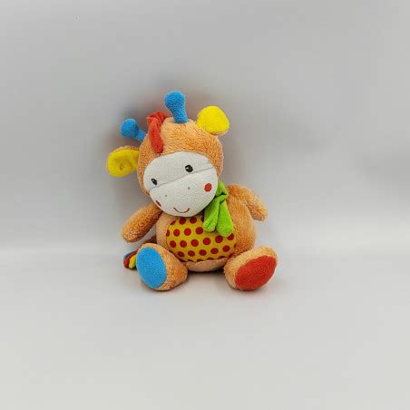 Doudou Girafe Orange Vert Bleu Jaune Nicotoy Simba Toys