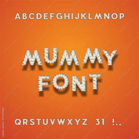 Mummy Bandage Font Halloween Sans Serif Typeface Letters Punctuation