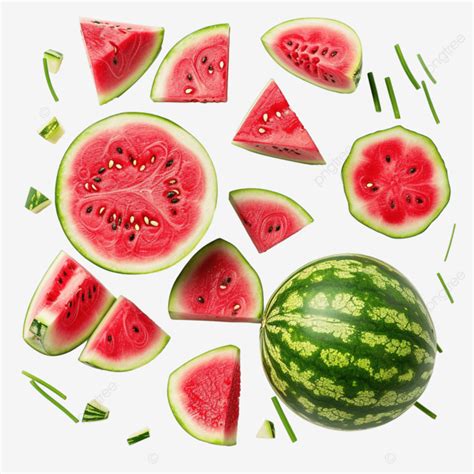 Fresh And Juicy Whole Watermelons And Slices Watermelon Slice Fruit