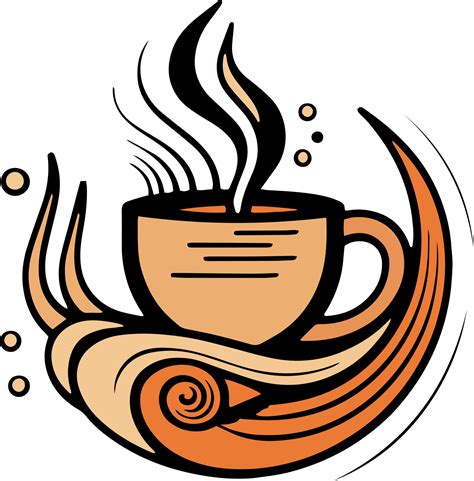 Hand Drawn Vintage Hot Coffee Logo In Flat Line Art Style 24786986 Png