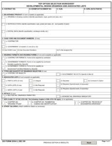 DD Form 2554 3 Developmental Design Drawings And Associated Lists