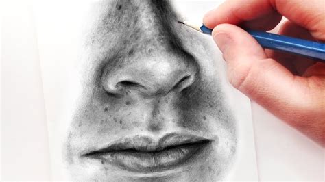 How To Draw A Nose And Mouth With Graphite Pencils Realistic Drawing