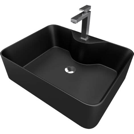 Lavabo sobreponer Cuadrado Cerámica Negra 48x37x13 5cm RECTANGULAR DARK