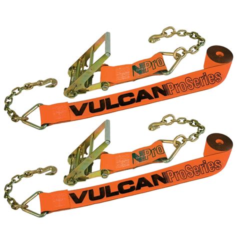 VULCAN Ratchet Strap - Chain Anchors - 4 inch x 30 foot - 2 Pack