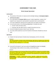 Bsbfin Assesment Task Part Docx Assessment Task One Short