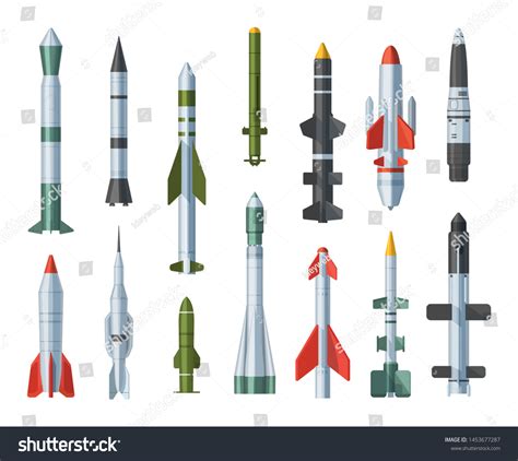 military missilery army rocket differents types immagine vettoriale