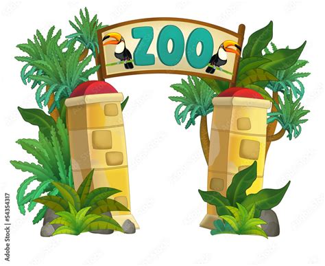 Cartoon zoo - amusement park - illustration Stock Illustration | Adobe ...