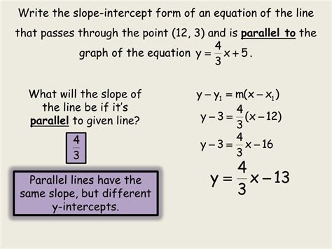 Write The Slope Intercept Form Of Equation Line Parallel Tessshebaylo