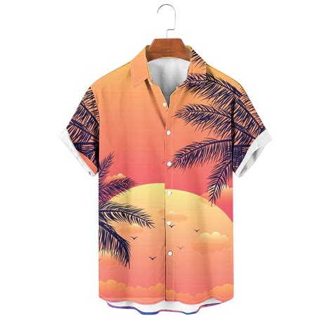 Waenqinla Mens Hawaiian Shirt Big And Tall Tropical Palm Tree Graphic