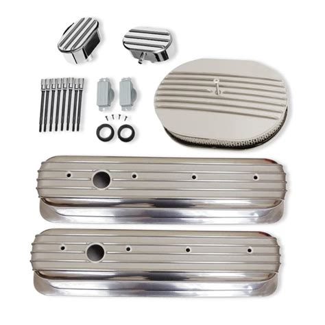 Demotor Performance Finned Tall Polished Aluminum Valve Covers For Sbc