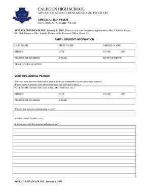 Fillable Online CALHOUN HIGH SCHOOL Fax Email Print PdfFiller