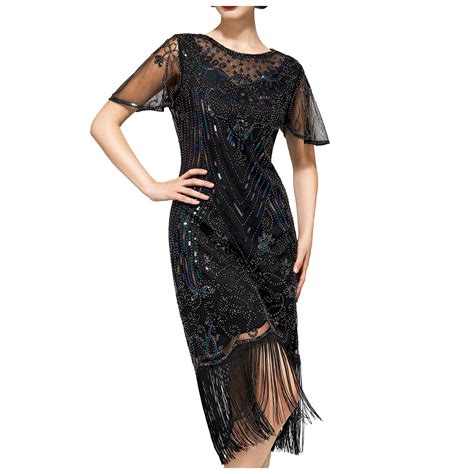 Dpytoraw Flapper Dresses 1920s Dresses For Women Lace Neck Great