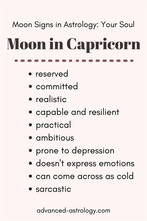 moon  capricorn natal personality traits  meaning  astrology