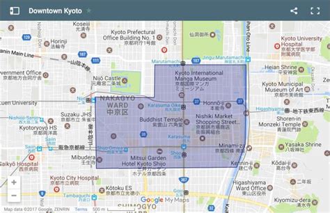 Downtown Kyoto Map