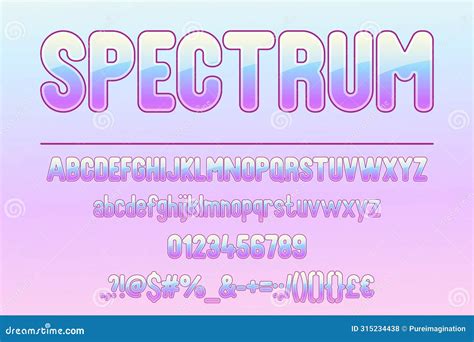 Elegant Spectrum Gradient Typeface Design Colorful Font Set Stock