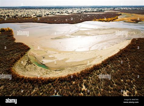 Hetian River runs dry, Moyu County, Hotan Prefecture, Xinjiang Uyghur Autonomous Region, China ...