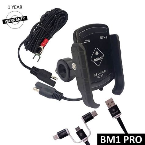 BOBO BM1 PRO Jaw Grip Bike Phone Holder With Fast USB 3 0 Charger SAE