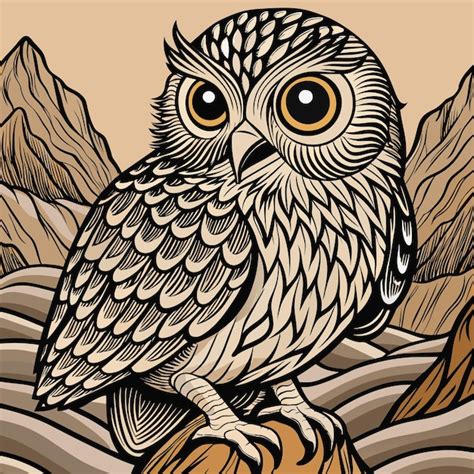 Premium Vector A Drawing Of An Owl With Big Eyes