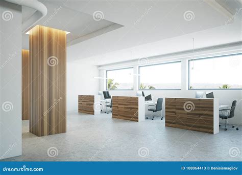 Wooden Columns Office Interior Side Stock Illustration Illustration