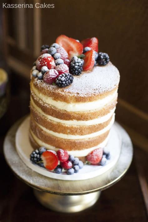 Single Tier Naked Cake With Fresh Fruit Cupcakes By Kasserina Cakes