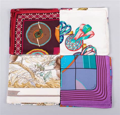 Lot - COLLECTION OF FOUR HERMES SILK SCARVES