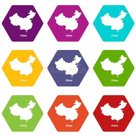 China Map Icons Set 9 Vector Stock Vector Illustration Of Simple