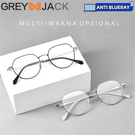 Jual Grey Jack Kacamata Antiradiasi Blueray Oval Simple Metal Unisex