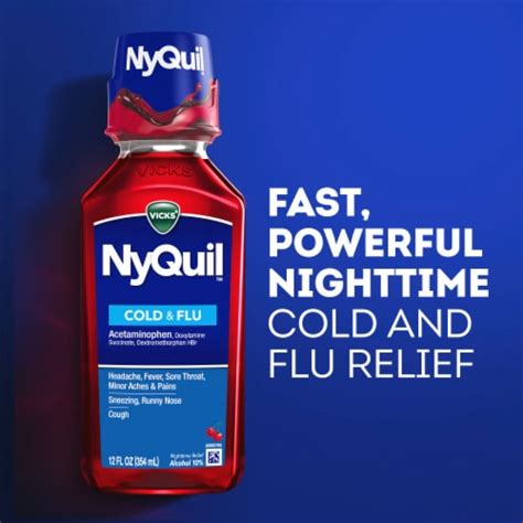 Vicks NyQuil Cold And Flu Medicine Acetaminophen Cherry Liquid 12 Oz