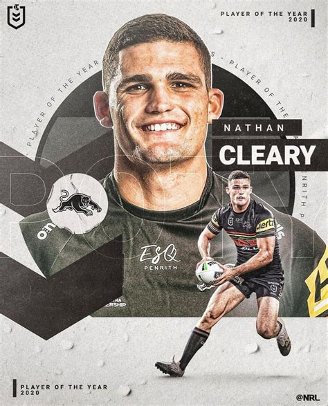 2020 Player Of The Year Nathan Cleary Nrl Sports Graphic Design