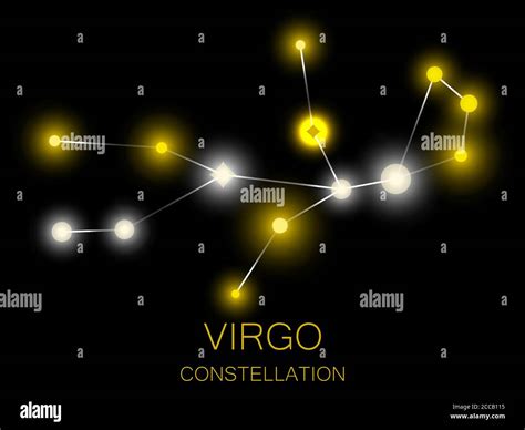 Constelación de Virgo Estrellas amarillas brillantes en el cielo